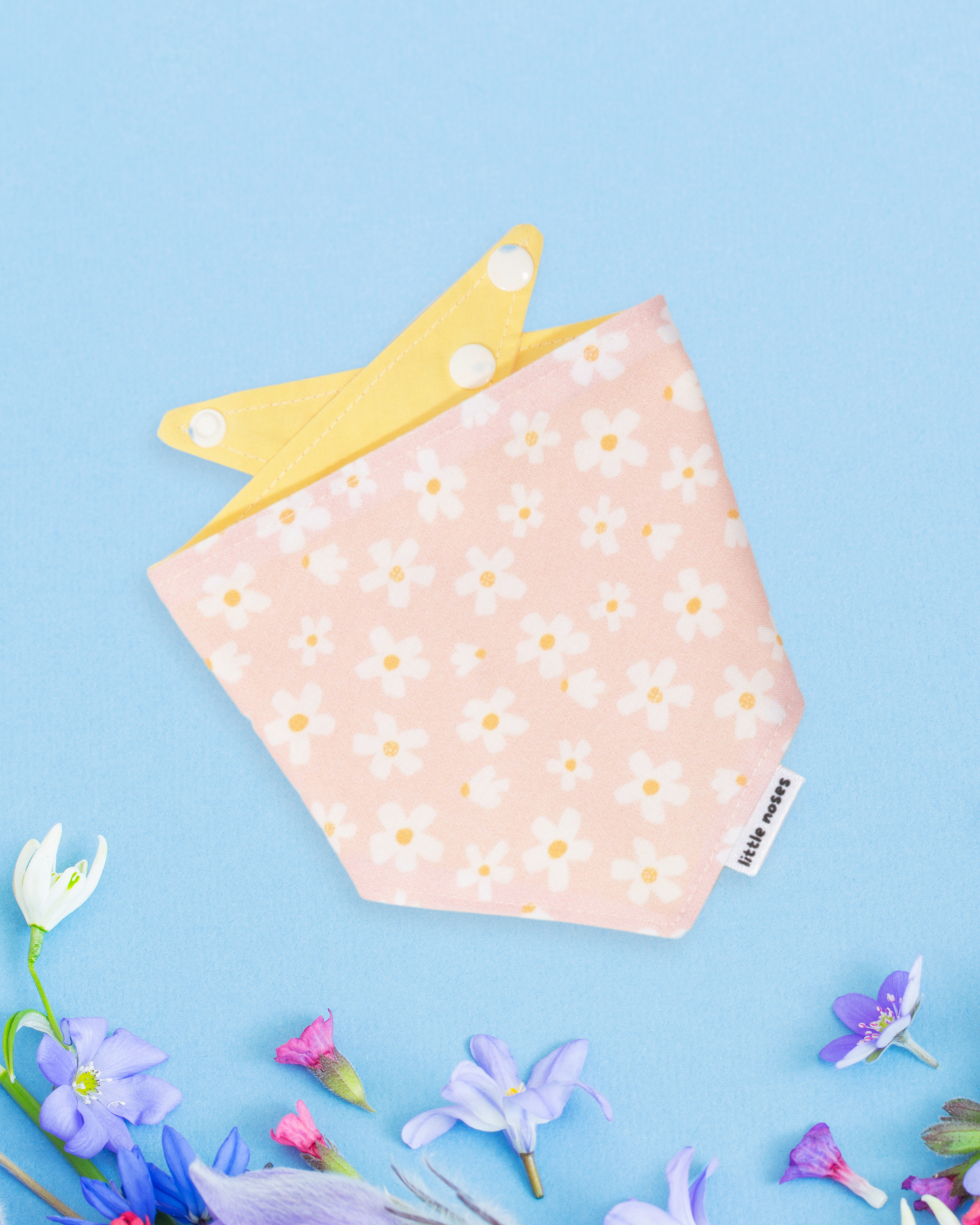 Pink ditzy daisy reversible pet bandana
