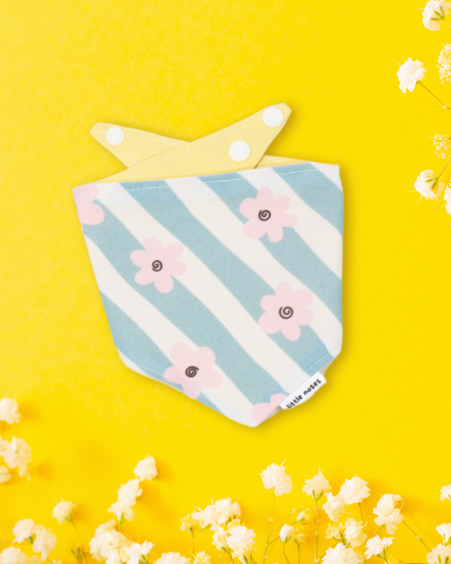 Blue floral stripes reversible pet bandana
