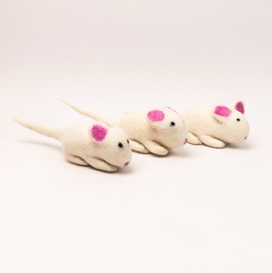 Catnip infused wool mouse toy