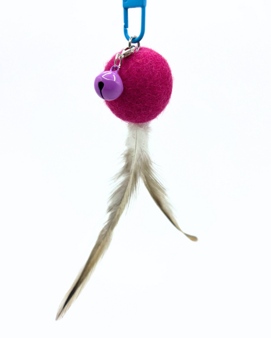 Wool ball and feather cat wand toy