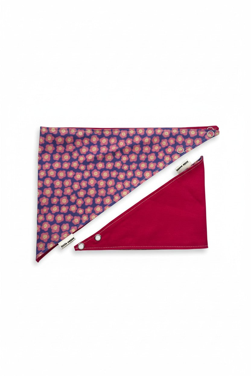Purple and pink ditzy daisies reversible pet bandana