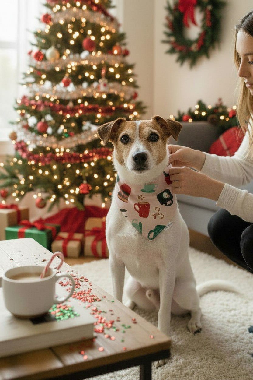 Christmas cocoa reversible pet bandana