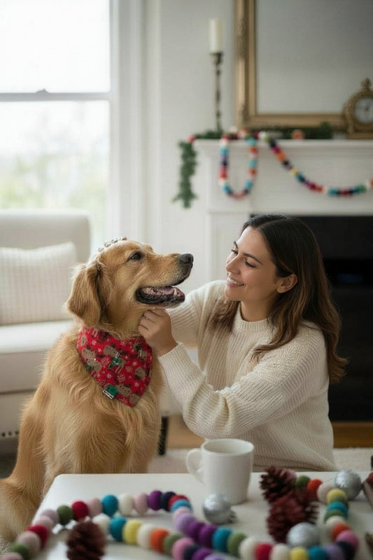Holiday reindeer flannel pet bandana