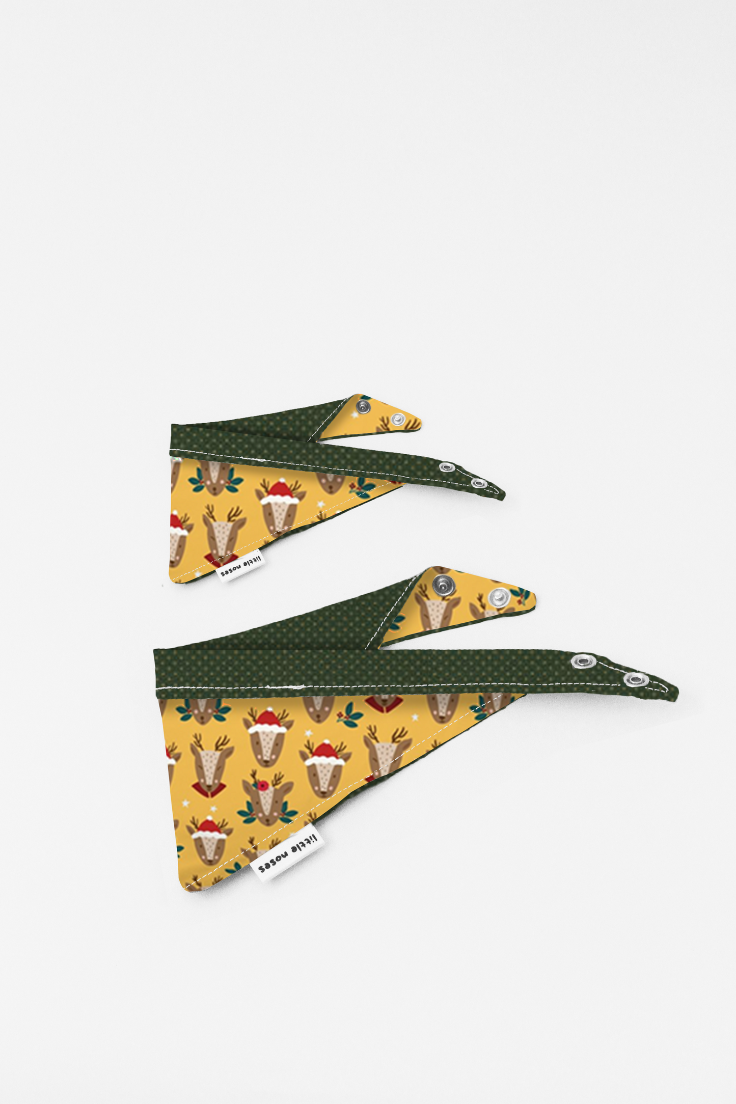 Golden reindeer reversible pet bandana