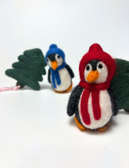 Penguin and tree wool catnip toy