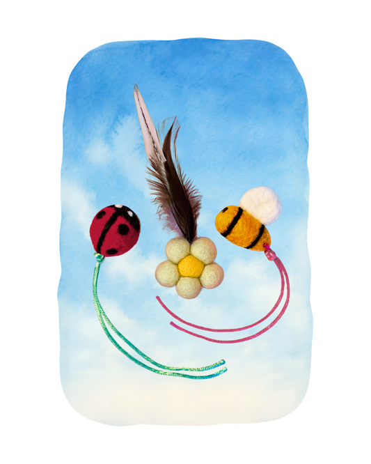 Bugs with flower wool catnip toy (set of 3)