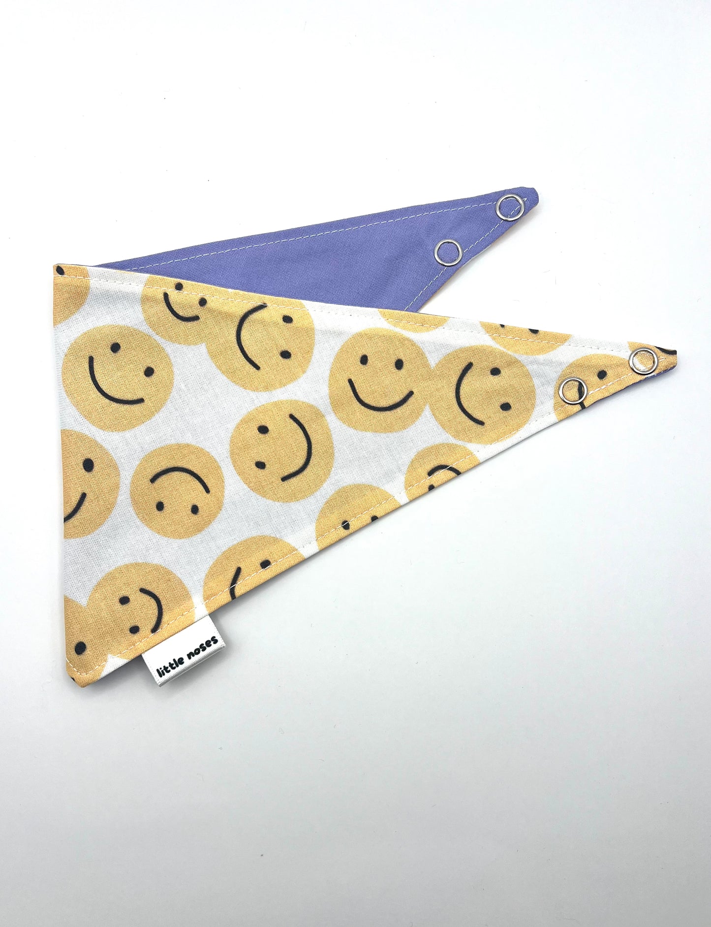 Smiley face reversible pet bandana