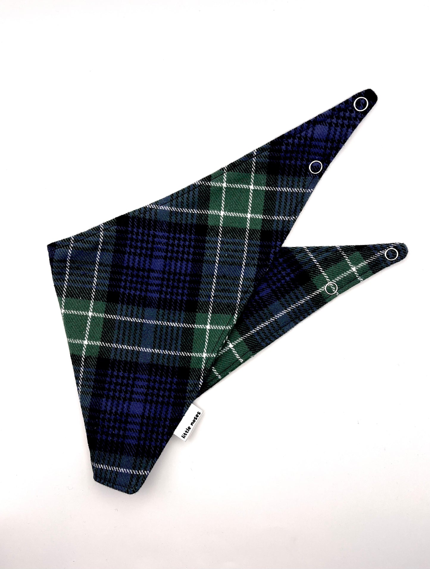 Green and blue flannel pet bandana