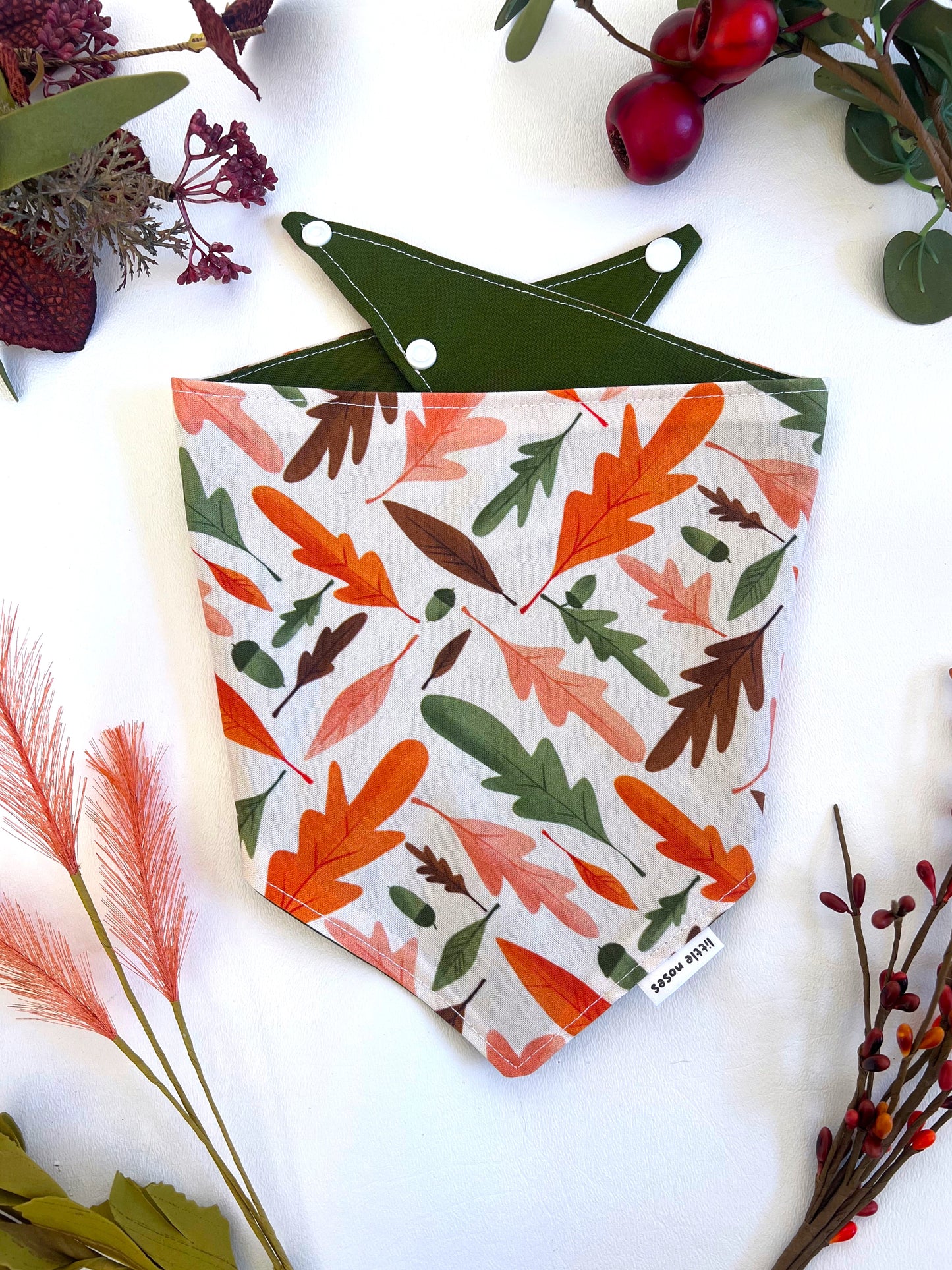 Fall leaves reversible pet bandana