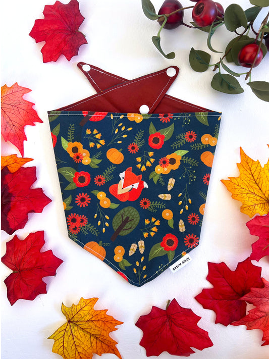 Foxy fall reversible pet bandana