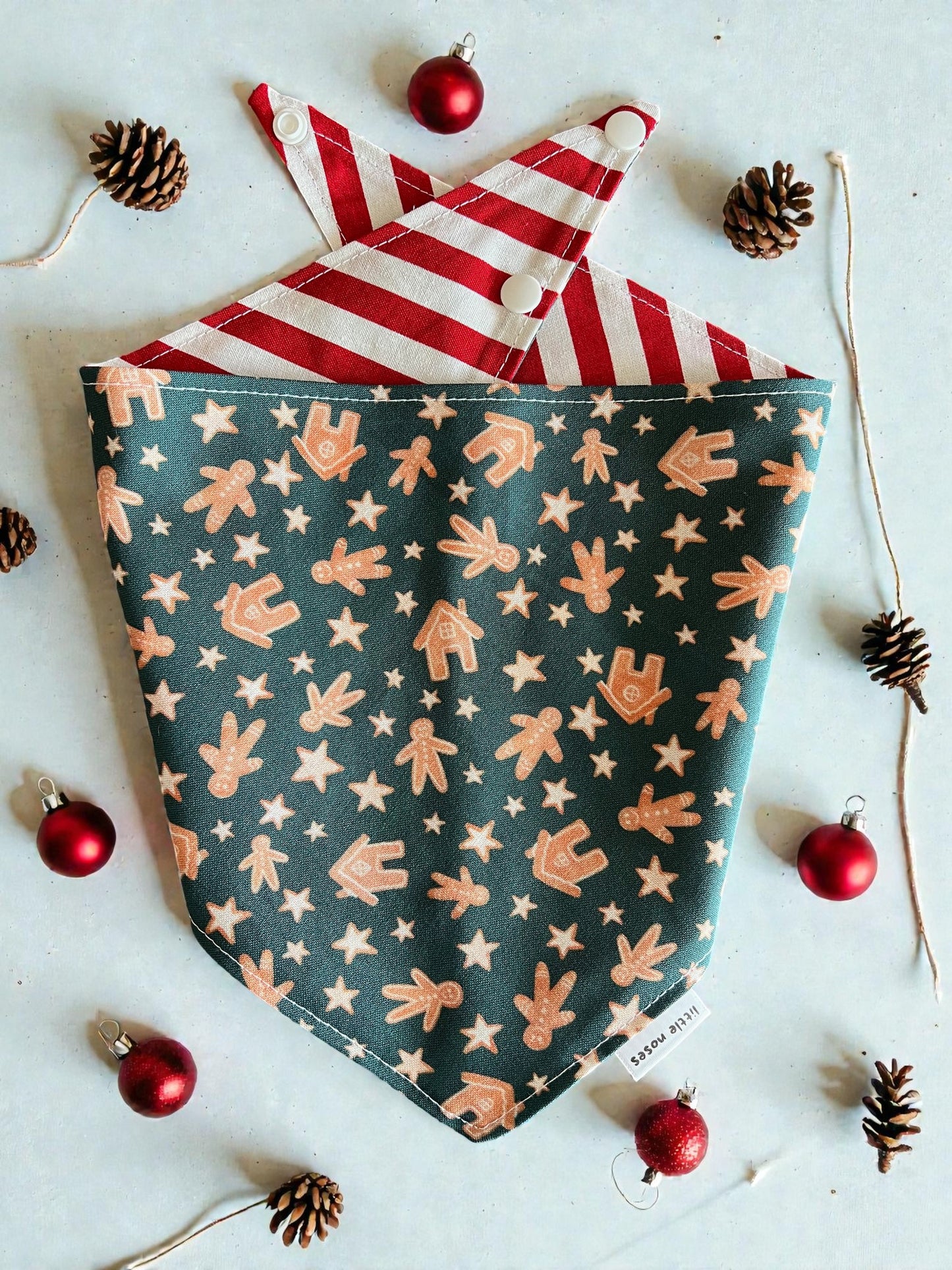 Gingerbread man reversible pet bandana