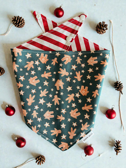 Gingerbread man reversible pet bandana