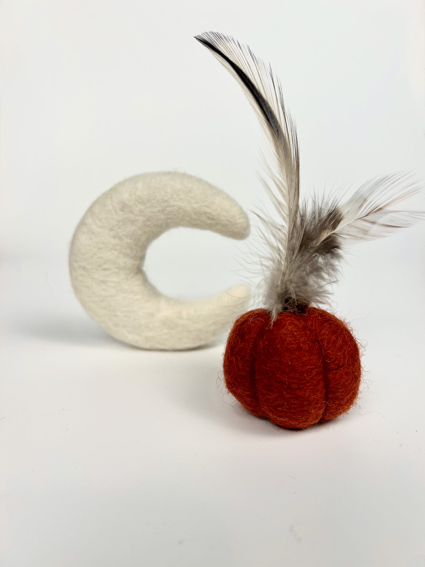 Pumpkin and moon wool catnip toy