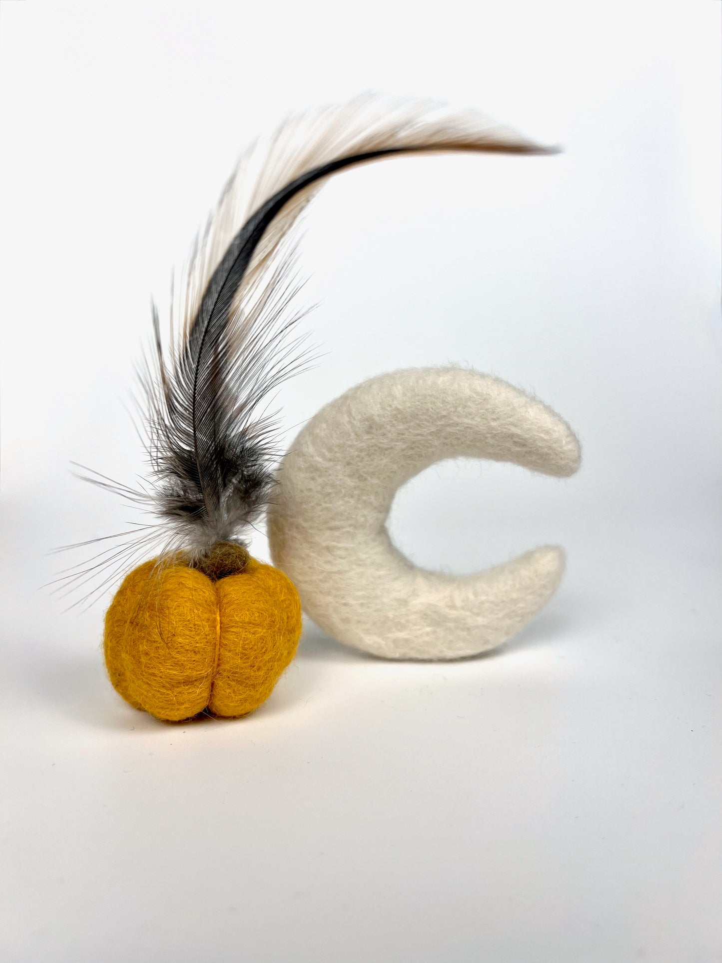Pumpkin and moon wool catnip toy