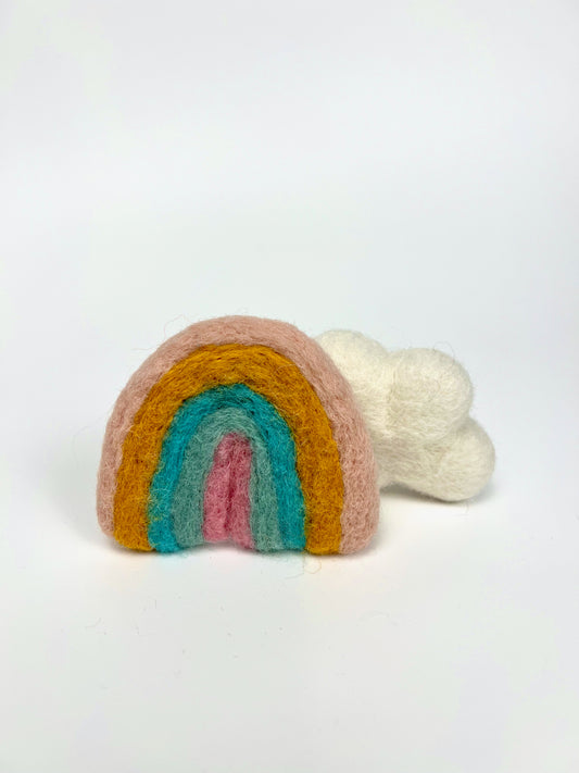 Pastel rainbow wool catnip toy