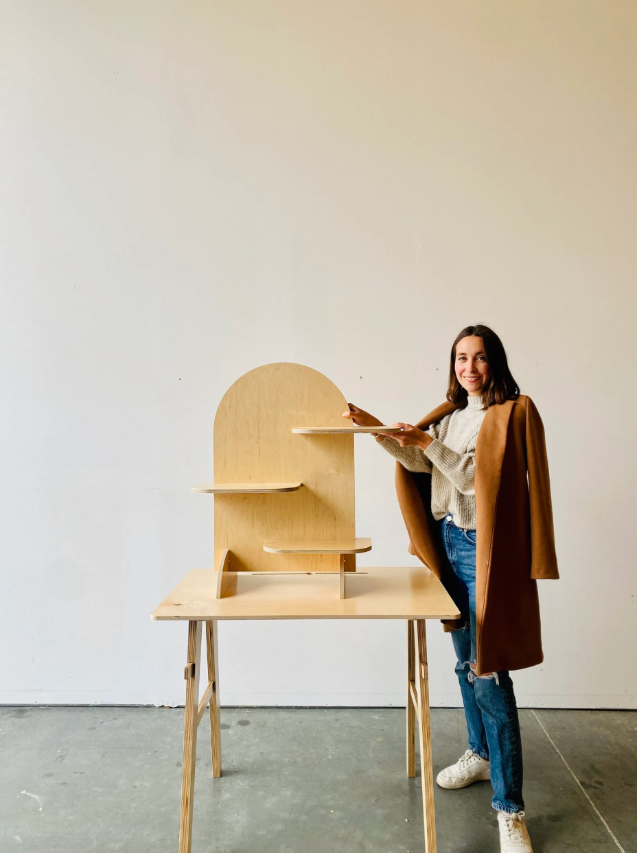 Tabletop wooden display shelves