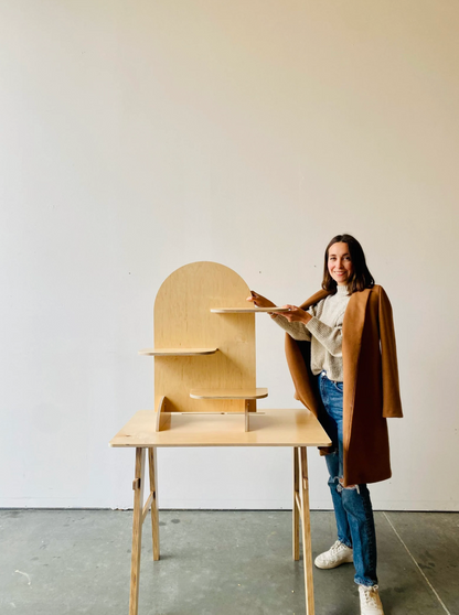 Tabletop wooden display shelves