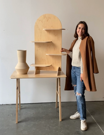 Tabletop wooden display shelves