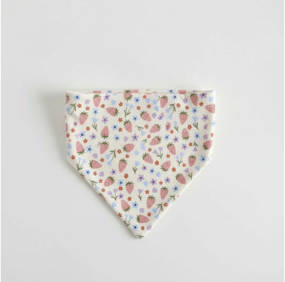 Strawberry field of flowers reversible pet bandana