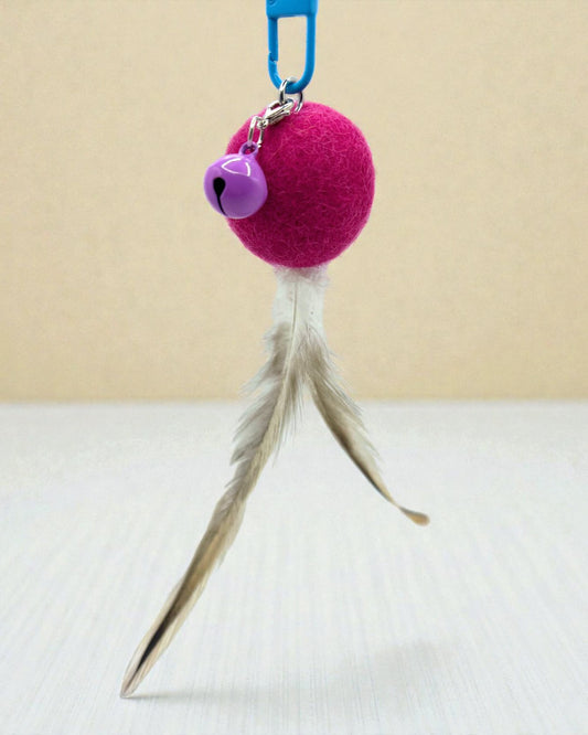 Wool ball and feather cat wand toy