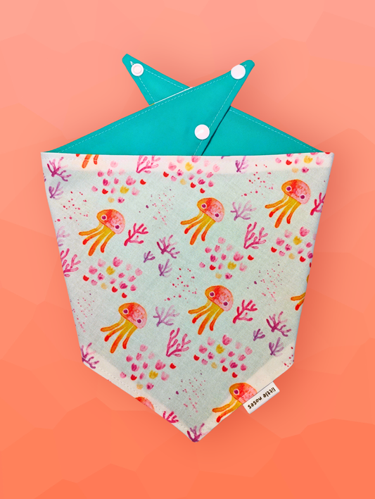 Jellyfish party reversible pet bandana
