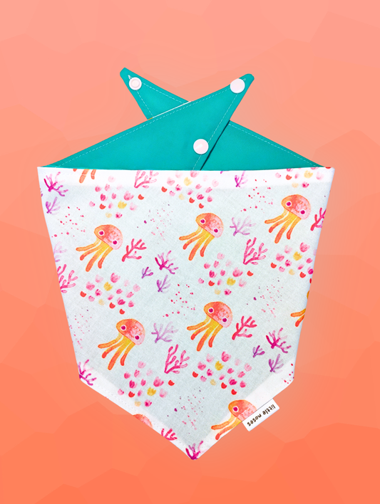 Jellyfish party reversible pet bandana