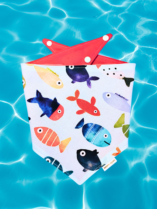Lil' fishes reversible pet bandana