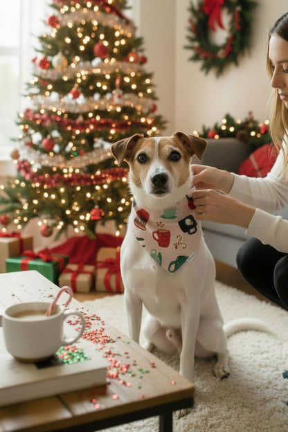Christmas cocoa reversible pet bandana